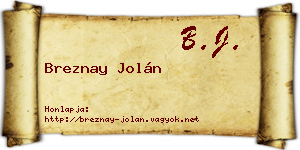 Breznay Jolán névjegykártya