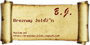 Breznay Jolán névjegykártya