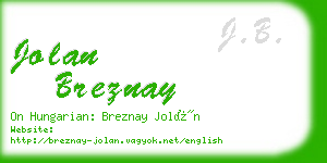 jolan breznay business card